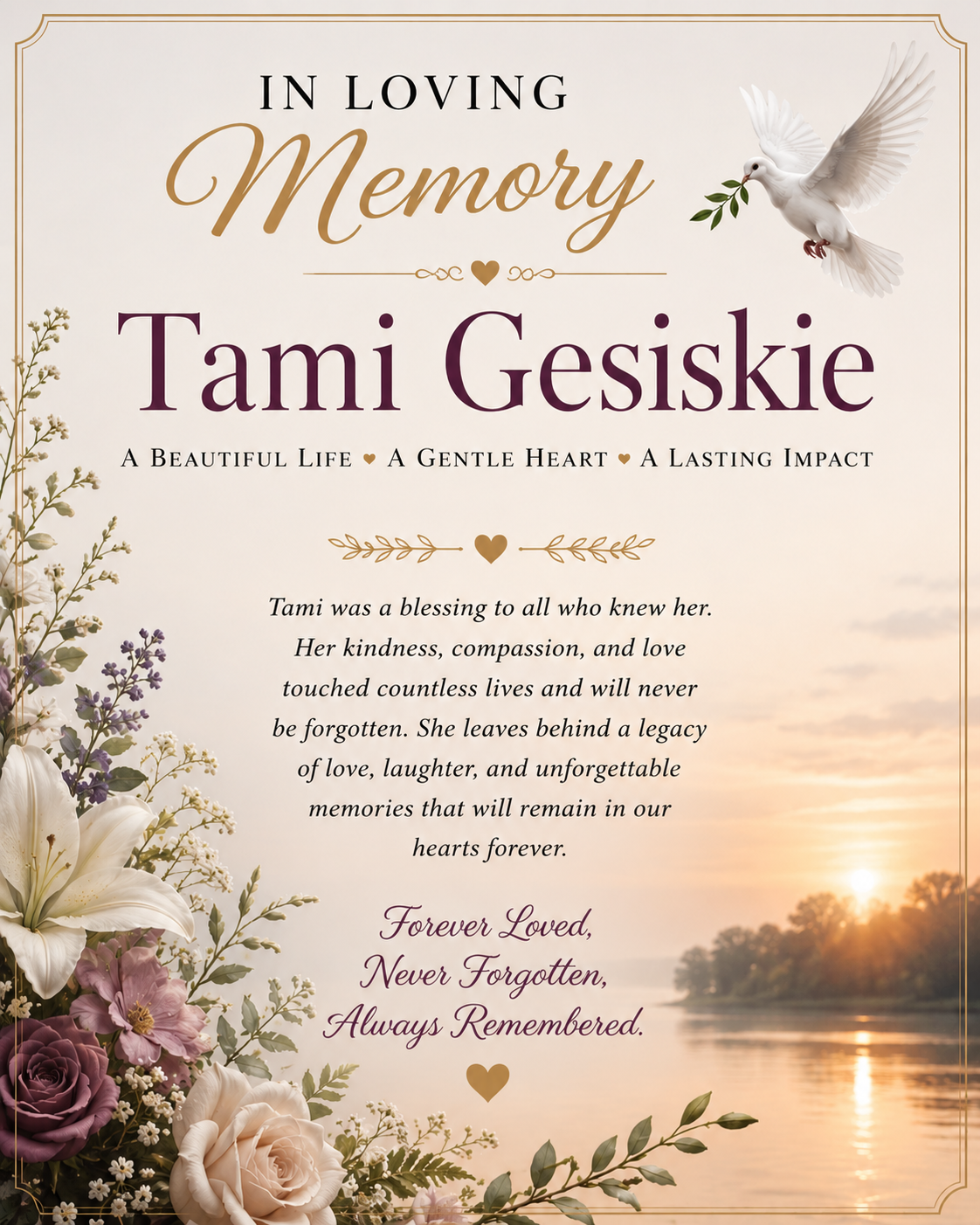 Tami Gesiskie, a Resident Of Pennsylvania Has Died